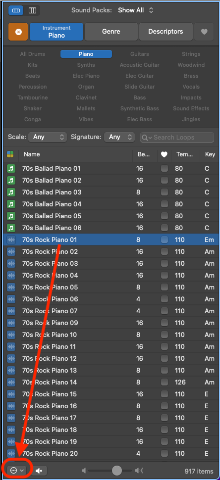 How To Change The Key Of A Loop In Logic Pro X - click on the circle with three dots