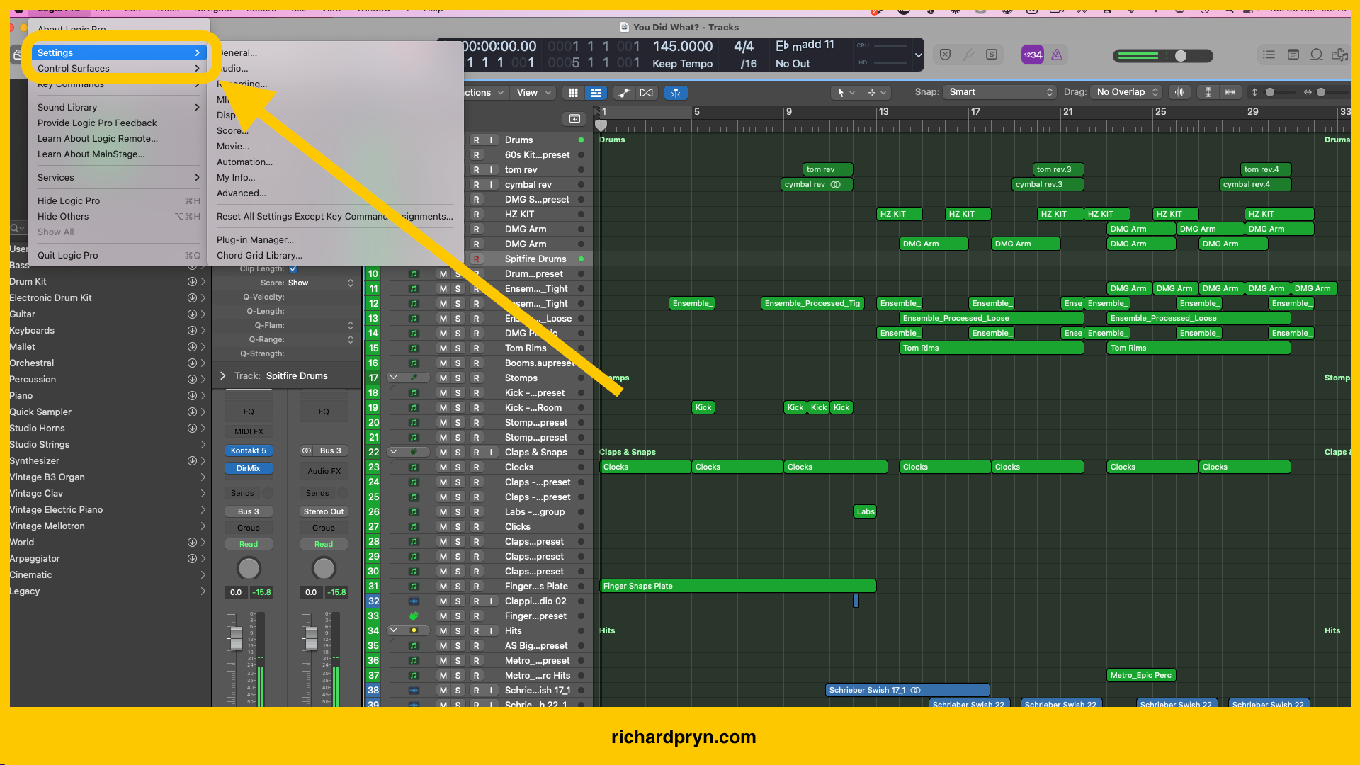 2. How to auto-assign track colours in Logic - Settings