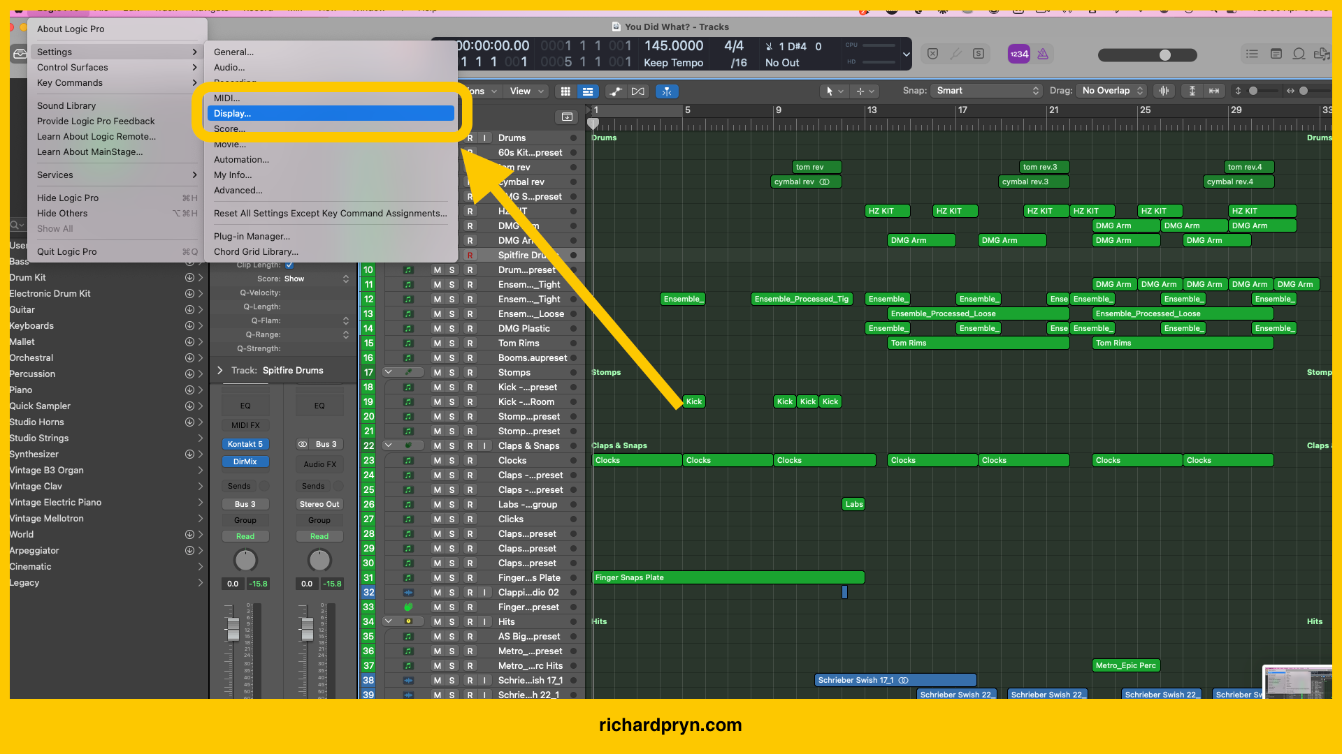 3. How to auto-assign track colours in Logic - Display