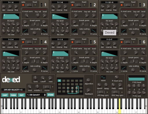 Screenshot of Dexed synth