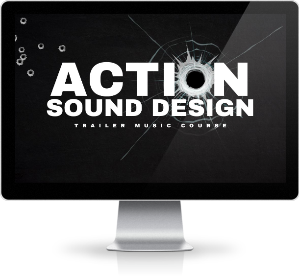 Action Sound Design course shown on a desktop screen